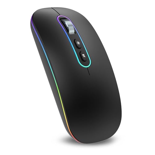 cimetech Wireless Mouse for Laptop, M01 Rechargeable Silent LED Computer USB Mice, [BT5.1 and 2.4G Receiver] Dual Mode Slim Sleek, Plug and Play for iPad Mac Chromebook Tablet PC Notebook | 2.4G & BT Slim Mouse for MacBook,Silent Click, 1600 DPI for Offic
