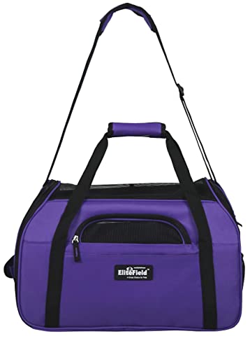 EliteField Soft-Sided Pet Carrier for Cats & Small Dogs (3-Year Warranty) | Airline Approved, Removable Bed & Cover, Built-In Leash, Luggage Sleeve, Seat Belt Loop, Waterproof, Durable, Foldable - color: Purple, size: 17.0"L x 9.0"W x 12.0"H