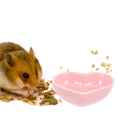 POPETPOP 3Pcs Hamster Food Bowl, Ceramic, Heart-Shaped Pet Feeder, Sufficient Quantity, Compact Size, Wide Application