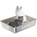 Stainless Steel Litter Box, Metal Cat Litter Box XXXL | 28" X 20" X 6", Extra Large Steel Litterbox for Big Cat, Multiple Cats, No Smell, Non Stick, Easy Cleaning - size: 1 Pack-3X-Large (27.6"×19.7"×6")