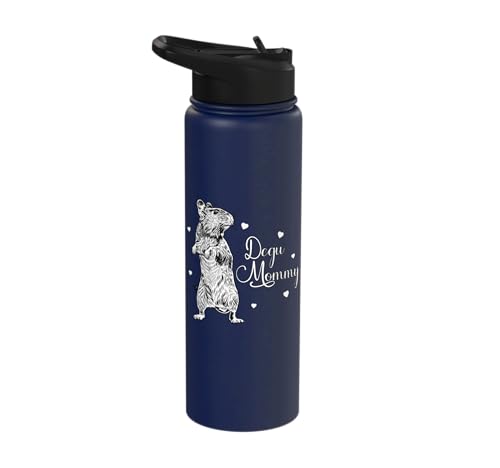 Rodent lovers - Degu Mommy Stainless Steel Insulated Water Bottle - color: Navy Blue