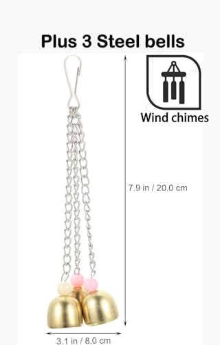 65inch Cotton Bendable Rope(Plus 1 Set 3 Steel Bells) Perch Swing Bird Chew Toys Amazon Parrots Cage Toys with Bell Swing Climbing Standing Bungee Bird Toys for Large to Regular Size Birds - size: 65 inches (1 piece)