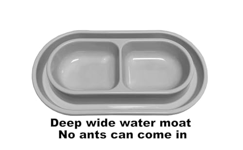 Ant Proof Spill Proof Cat Dog Food Water Bowl,32 OZ No Ants No Spill Food Water Bowls Dish for Cats Small Medium Dogs (Grey) - color: Grey