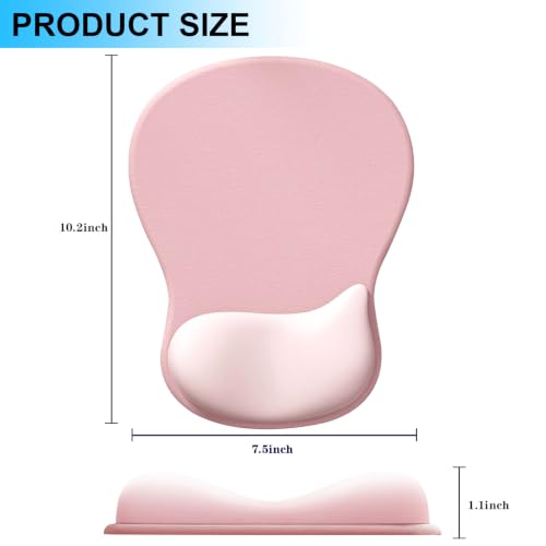 Ergonomic Mouse Pad with Gel Wrist Support, Comfortable Wrist Rest Mousepad with Non-Slip PU Base for Pain Relief, Desk, Home & Office, Pink Serenity - color: Pink Serenity