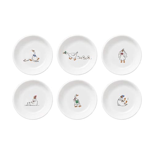 Super Cute Cartoon Animal Pattern Ceramic Sauce/Seasoning/Sushi Soy Dipping Bowl/Appetizer Plates/ Serving Dish Set (6)-Goose - color: Goose