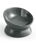 LoeJan Elevated Cat Food Bowl, 5 Oz Ceramic Raised and Tilted Water Bowl, Anti Vomiting and Protect Pets' Spines Dishes for Small Dog, Fat Faced Cat, Kitten (Gray, 1 Pack) - color: Gray