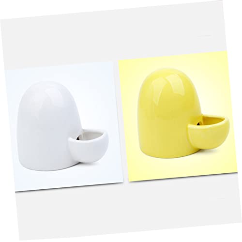 Milisten Small Pet Automatic Feeder and Water Dispenser Bowl 6.76Oz Ceramic Self-Dispensing Hamster Rabbit Drinking Supply for Small Animals - color: Yellow