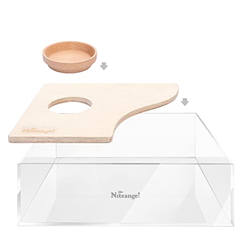 Niteangel Small Animal Sand-Bath Box: - Acrylic Critter's Sand Bath Shower Room & Digging Sand Container for Hamsters Mice Lemming Gerbils or Other Small Pets (Rectangle, Birch-Wood) | Acrylic Viewable Critter Sand Bath Shower Room & Digging Sand Containe