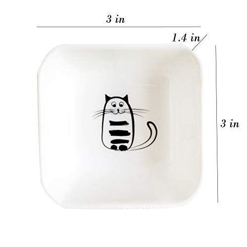 Super Cute Cat Ceramic Sauce Dish/Seasoning Dish/Sushi Soy Dipping Bowl/Appetizer Plates/Serving Dish for Kitchen Home(Set of 6) - color: Cat-Rectangle