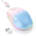 PEIOUS Wireless Mouse Jiggler - Keep Computers Awake, Blue to Pink | Rechargeable LED Mouse, Silent Clicks, Adjustable DPI and Random Movement Keep Computers Awake for Laptop/PC/Mac - color: Blue to Pink