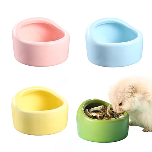 2 Pack Ceramic Hamster Food Bowl, Splash-Proof, Tip-Proof, Chew-Resistant, Easy to Clean Small Animal Bowl for Hamster/Guinea Pig/Chinchilla/Hedgehog (2, S (Diameter 2.36 in)) - size: S (Diameter 2.36 in )