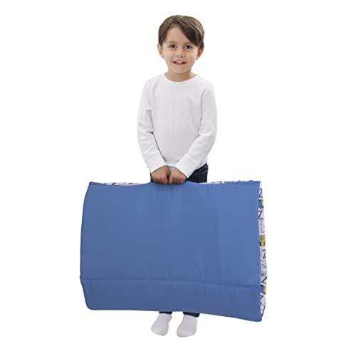 Marvel Spiderman to The Rescue Red, White, and Blue Deluxe Easy Fold Toddler Nap Mat - color: Lazy Minions Club Gray