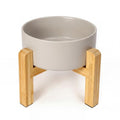 Ceramic Elevated Dog Bowl with Bamboo Stand, for Small & Medium Dog, Grey - color: Grey, size: Medium
