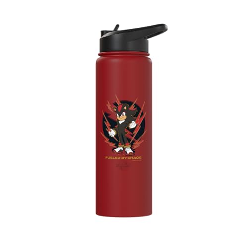 Sonic the Hedgehog 3 - Shadow "Fueled by Chaos" Stainless Steel Insulated Water Bottle - color: Red