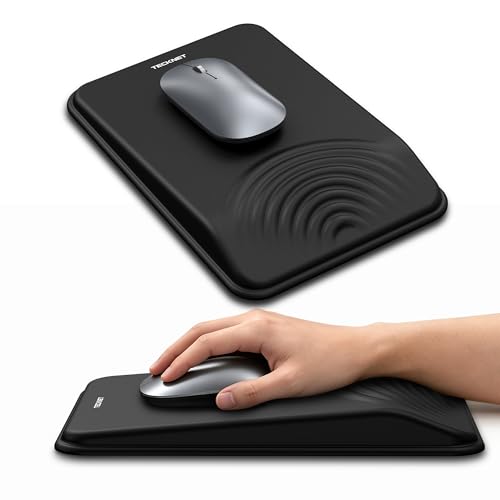 TECKNET Ergonomic Mouse Pad with Wrist Rest, Comfortable Relieves Pain | Built-in Memory Foam and Ergonomic Slope Design Relieves Carpal Tunnel Syndrome Pain, Mousepad for Office Gaming - color: Black