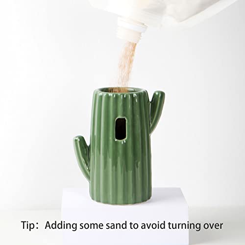 BUCATSTATE Cactus Ceramic Leakproof Hamster Water Bottle Gerbils Water Bottles with Holder Water Feeder for Small Animals (Green)