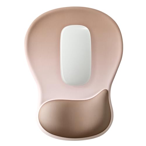 EooCoo Mouse Pad with Gel Wrist Rest, Ergonomic Mousepad Wrist Alignment | Middle Concave Design for Natural Wrist Alignment, Non-Slip Base Mousepad, Carpal Tunnel Relief, Office Desk Accessories - color: Khaki