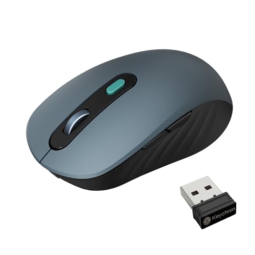 Keychron BM25 Silent Quiet-Click Mouse, Ergonomic Rechargeable Mice with Tri-Mode, 2.4G/Bluetooth 5.2/Wired, 1000Hz Polling Rate, Adjustable DPI, Programmable for Mac, Windows, Linux - Space Gray - color: Gray