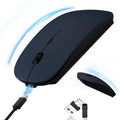 Slim Bluetooth Wireless Mouse with Jiggler - Blue | Rechargeable Portable Mouse, BT5.2 & 2.4G, USB-C/USB-A Receiver, Adjustable DPI for MacBook, iPad, Laptop & PC - color: Deep Blue
