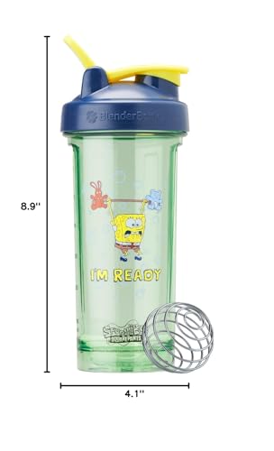 BlenderBottle SpongeBob ProSeries Tritan Shaker Bottle 28 oz Blue - color: Im Ready!, style: Spongebob