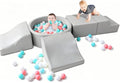 Hoohtoot Foam Climbing Blocks for Toddler: with 4-Piece PU Leather Climbing Toys and a Ball Pit - Foam Ball Pit for Toddlers - Climbing Toys Indoor for Kids Crawling - style: Foam Climbing Blocks with Ball Pit