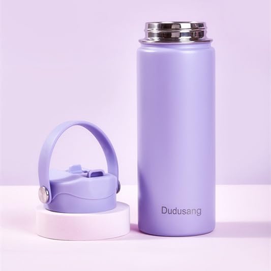 2Pack18oz Kids Insulated Water Bottle - Bulk Stainless Steel Water Bottles for School Boys/Girls Flip Top Leak Spill Proof Vacuum Metal Cups BPA Free Thermos(Violet 2, 18 Ounces) - color: Classic White