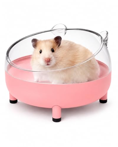 Meow&Woof Hamster Sand Bath Container, Large Sandbox Toilet Gerbil Batheoom, Tiny Chinchilla Dust Bathtub Sand Bath Box for Hamster Cage Accessories 5.2 Inch-Pink - color: Pink