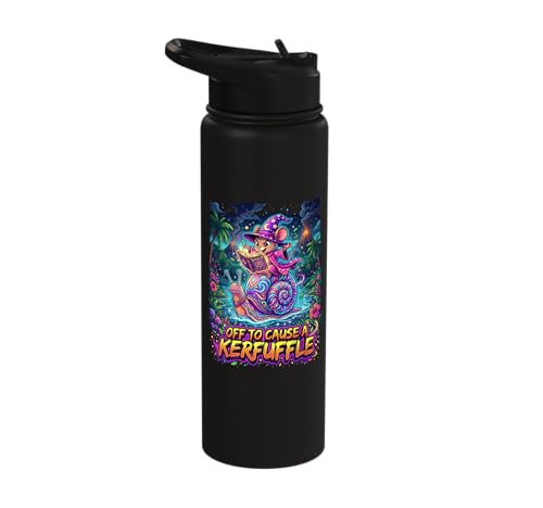 Off To Cause A Kerfuffle Wizard Mouse Riding Snail Stainless Steel Insulated Water Bottle