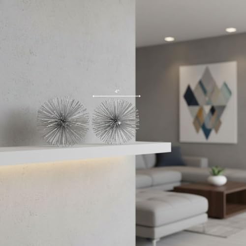 Modern Day Accents 5187 Pilluelo Urchin X-Small Silver Sphere Set of 2, 4" D - color: Silver, size: X-Small
