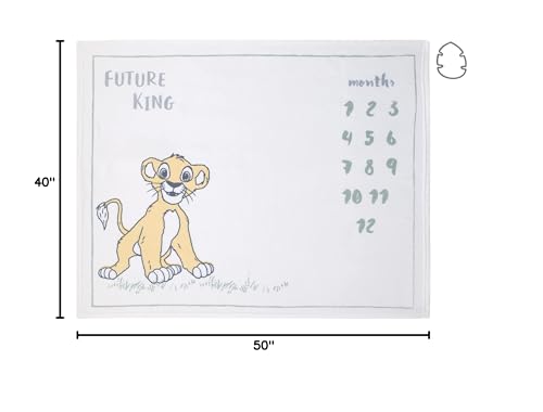 Disney Lion King Simba White, Tan, and Grey Super Soft Milestone Baby Blanket - color: Disney Lion King Simba