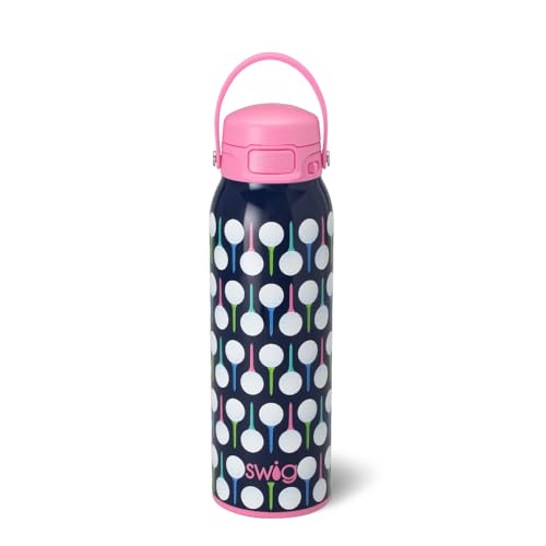 Swig Life 32oz EZ Fill Water Bottle with Straw Lid, Tee It Up | Leakproof Lid - Double Wall Insulated Stainless Steel - Lid, Straw & Lock - Cup Holder Friendly - Dishwasher Safe - color: Tee It Up, size: 32 Ounces