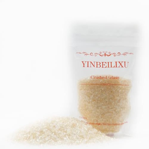 Crushed Glass Glitter, Broken Stones Shattered Glass Chips for Resin Art Crafts, Epoxy Resin Supplies, Geod Painting, DIY Art Projects, Jewelry Making, 2-4mm, 200g/7oz (Champagne) - color: Champagne