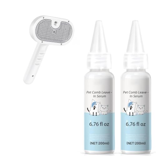 Pet Steam Brush Dog Cat 2026 New Grooming Comb for Shedding Concentrated Waterless Shampoo, Pet Comb Leave-in serum, 2*Shampoo(Steam Brush not Included) - color: Gray, size: 400ML