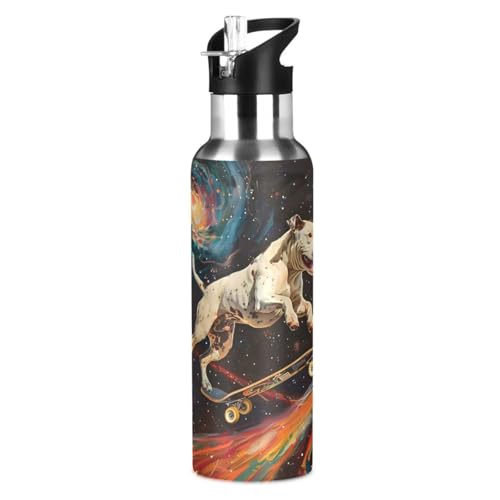 Pit Bull Dog Stars Comets Nebula Water Bottle Kids Stainless Steel Water Bottle with Straw Lid, Leak Proof Boys Girls Insulated Tumbler Cup for School 20 oz - color: Multi5