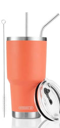 D·S 30oz Orange Tumbler Double Wall Vacuum Insulated Travel Coffee Mug | Double Wall Vacuum Suit Cold and Hot Drink Fits in standard car cup holders With Splash-Proof Lid - color: Orange