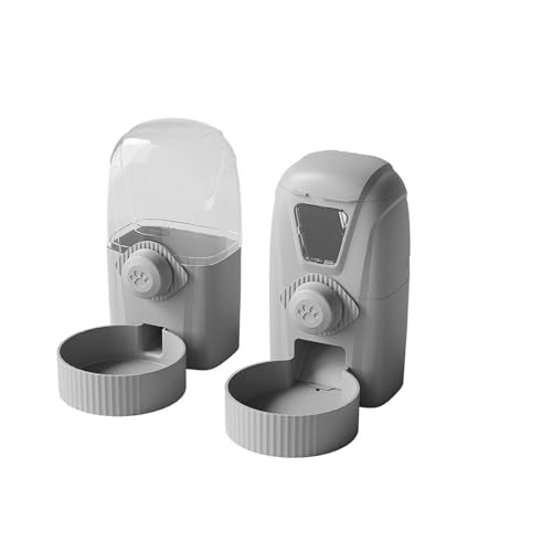 Hanging Pet Feeder Water Dispenser Set - 2-in-1 Gravity Food Water Bowl for Cats Small Dogs Rabbits, Cage Mounted No-Spill Pet Feeding Station (Grey) - color: Grey