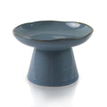 Extra Wide 6.1" Ceramic Raised Cat Food Bowl, Shallow Elevated Pet Feeder for Food Feeding, Anti Vomiting Whisker Fatigue Bowls for Cat Puppy, Blue - color: Blue-Shallow
