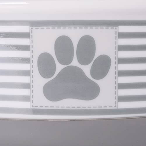 Bone Dry Paw & Patch Ceramic Pet Collection, Medium Set, 6x2", Gray, 2 Piece - color: Gray, size: Medium Bowl Set, 6x2"