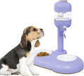 Dog Bowls with Puppy Weaning Bottles,3 in 1 Dog Bowl Set with Water Dispenser and 2 Food Grade Ceramic Bowls for Cats,Bunnies,Ferrets and Small Sized Dogs（Purple） - color: Purple