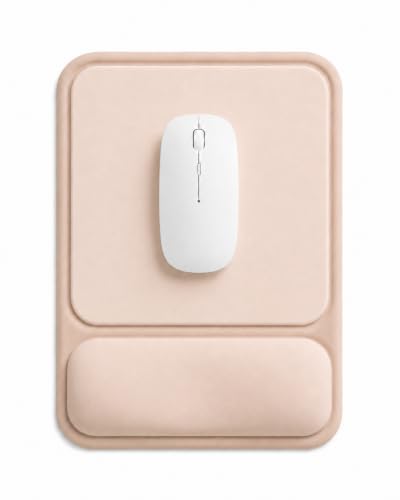 Ergonomic Mouse Pad with Wrist Rest, Gel Mousepad with Soft Wrist Support, Non-Slip PU Base, Smooth Surface Mouse Pad for Wrist Pain Relief, Computer Laptop Office Home & Gaming (Nude Apricot) - color: Nude Apricot