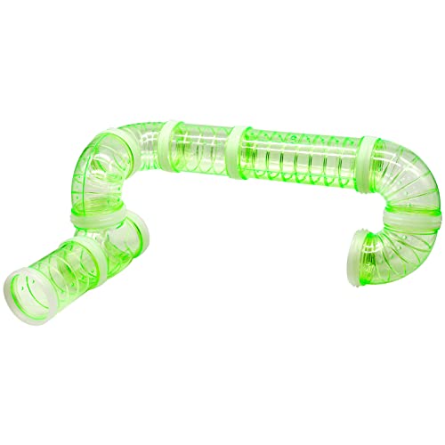 8 Pack Transparent Curved Pipe Pet Cage Tunnel Set - DIY Creative Connection Tunnel External Sports Tube for Mouse, Hamster, Rat and Other Small Animals - color: Green