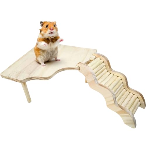 Wooden Hamster Platform for Hamster Cage Accessories Climbing Toys Dwarf Syrian Hamster Gerbil Rat Mice Degus or Other Small Pets (Triangle) - style: Triangle