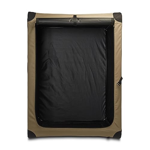 Amazon Basics Portable Folding Soft Dog Crate, Double Door, Collapsible Travel Kennel, Easy to Set Up, Sturdy, Secure, XL 42" x 31" x 31", Tan - color: Tan, size: 42.0"L x 31.0"W x 31.0"H