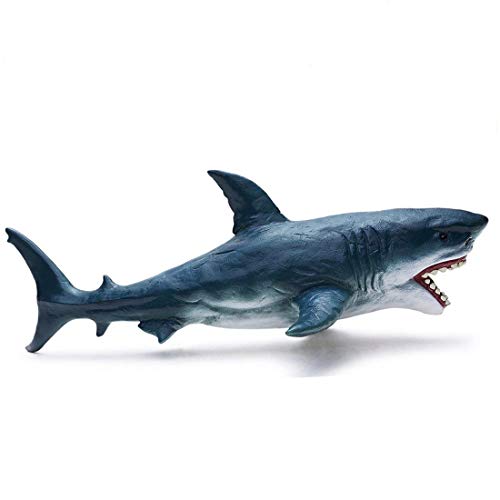 Gemini&Genius Great White Shark Hammerhead Shark Toy Set Sea Animal Figures | 10 Inches Length Ocean Models for Kids Educational, Role Play, Swim, Bath and Collectors - color: White