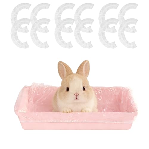 50 PCS Disposable Rabbit Cage Liner Bags, Clear Plastic Rabbit Cage Liner Bag, Rabbit Litter Box Lines for Rabbits, Chinchillas, Hedgehogs, Quick and Easy Cleaning