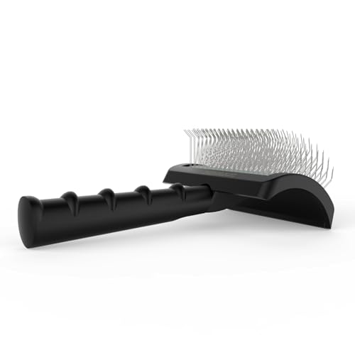 Doodle Brush Poodle Slicker Brush for Grooming Fluff Shedding Easy. | Curved Long Soft Bristles Cats Dogs Slicker Brush,Reduce Long Thick Curly Hair Tangles,Mats,Knots,Fluffy Matted Hair.25mm - color: black