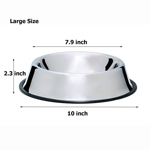 Mlife Stainless Steel Dog Bowl with Rubber Base for Small/Medium/Large Dogs, Pets Feeder Bowl and Water Bowl Perfect Choice (Set of 2) - size: 26oz