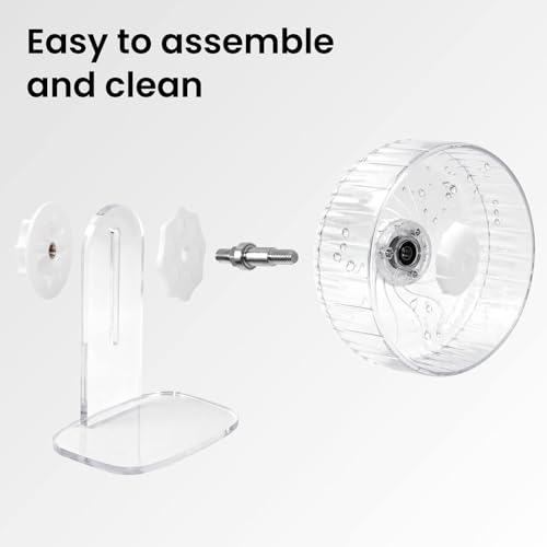8 inch Silent Hamster Wheel with Adjustable Stand, Clear | Double-Bearing Design, Adjustable Stand, Smooth-Rotating Exercise Wheel for Hamsters, Mice and Other Small Pets - color: Clear With Stand, size: 8in