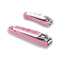 PAFASON Ultra Sharp Nail Clipper Set, Fingernail and Toenail Trimmer Cutter, Stainless Steel, Curved Blade, Sturdy, Nail Catcher, Nail Files for Men and Women - color: Pink