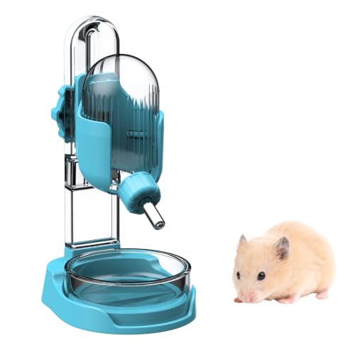 Hamster Water Bottle with Stand, 3.4 oz Water Dispenser with Food Bowl for Syrian Dwarf Hamster Mouse Rat Degu - size: Freestanding